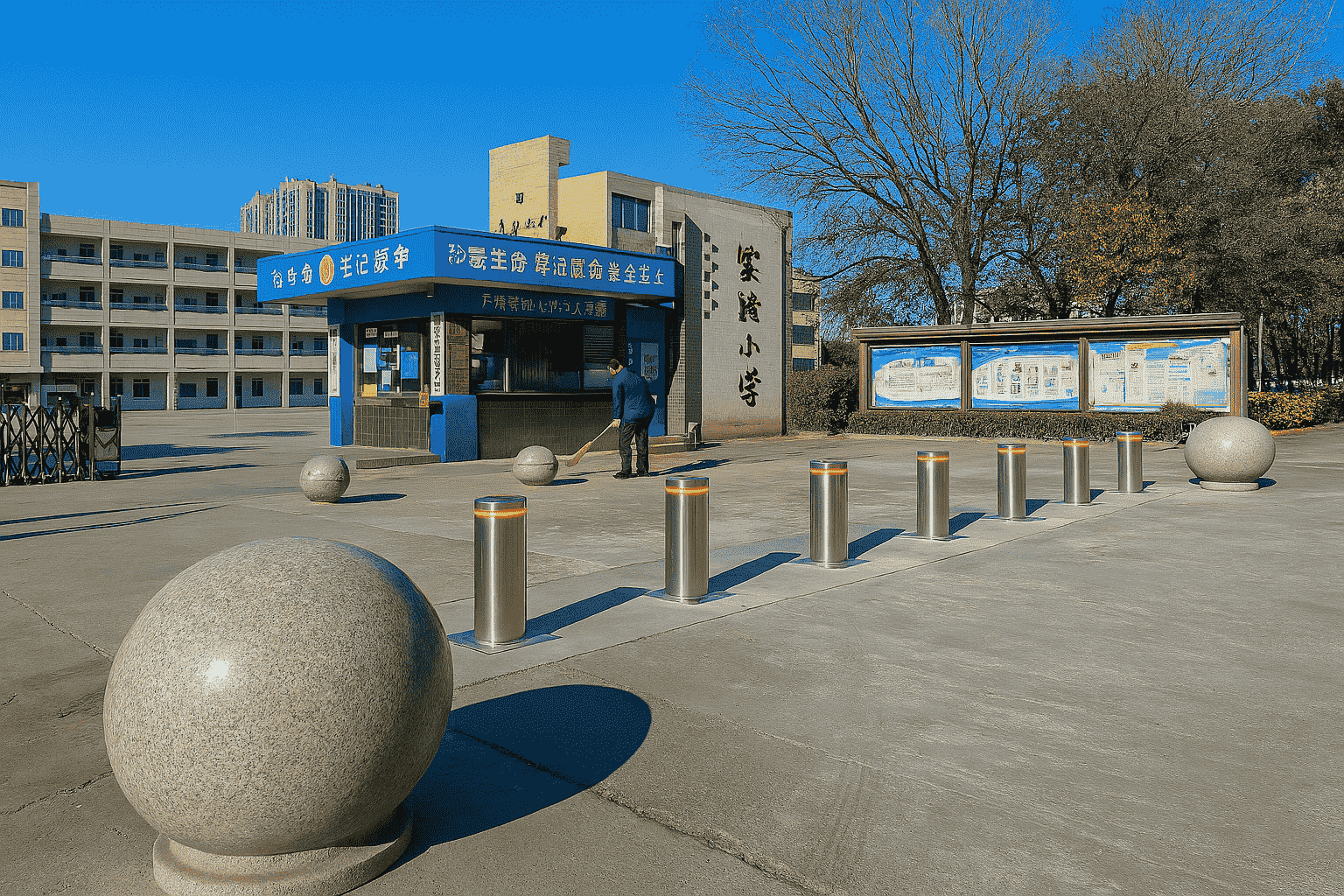 全自动升降柱 某学校周边道路 防冲撞应用现场图(图1)