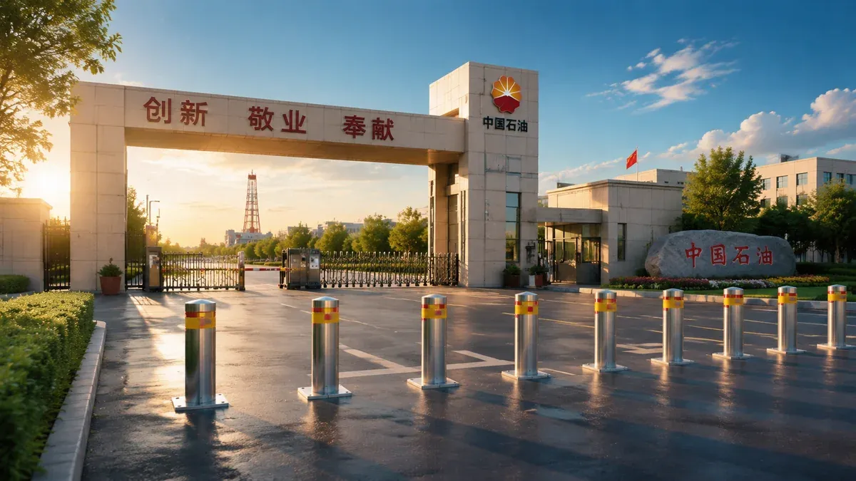 升降柱学校门口部署实景图,校园升降柱项目实景 升降柱学校门口部署方案(图1)