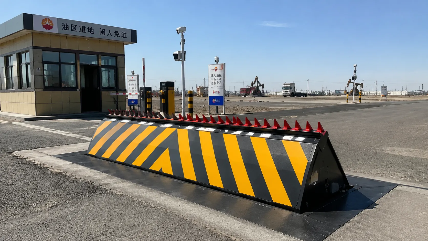 液压翻板路障机产品实拍图,路障机工厂生产车间 液压翻板路障机价格2024年报价分析(图1)