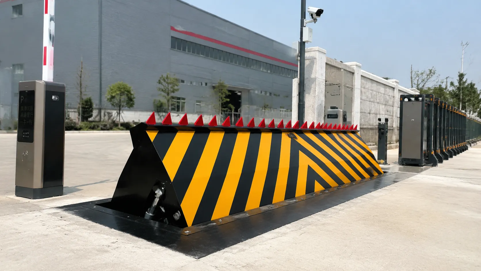 翻板路障机基坑施工示意图,路障机安装流程 液压翻板路障机安装方案基坑施工全流程(图1)